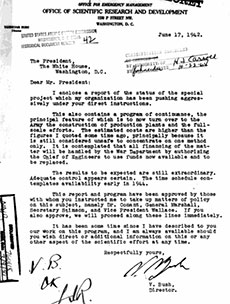 Figure 2. Letter from Vannevar Bush to President Roosevelt, June 17, 1942.
