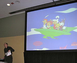 Bill Leslie showing a Jetson slide during presentation