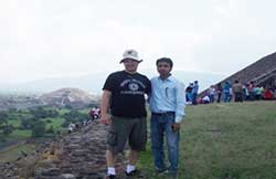 APS travel award recipients Douglas Singleton and Sujoy Modak on the “Sun Pyramid” of Teotihuacan